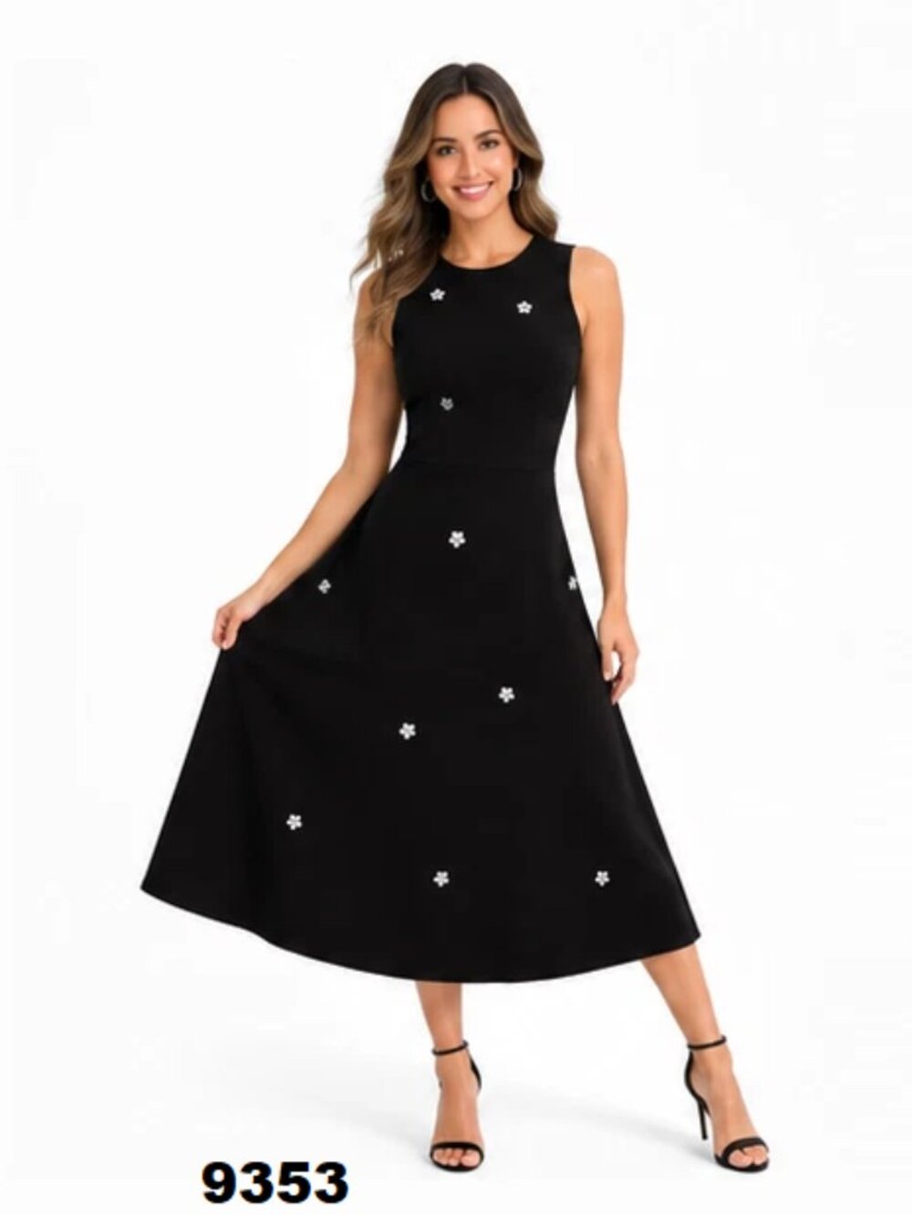 NWT Free Assembly Women's Black Beaded Sleeveless Midi Sweater Dress